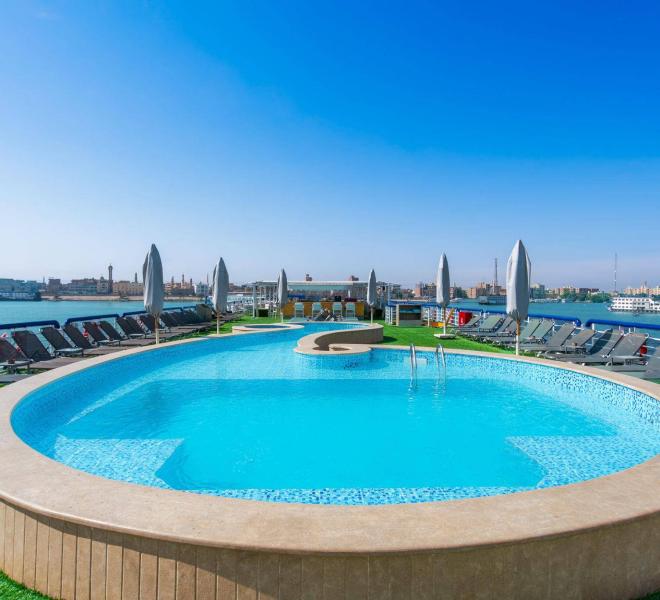 Nile cruise ship sailing between Luxor and Aswan