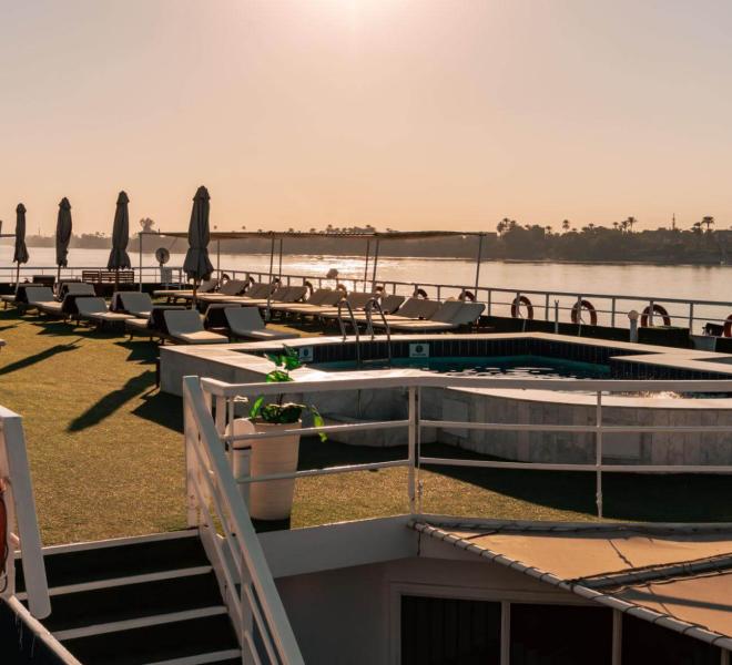 Nile cruise ship sailing between Luxor and Aswan