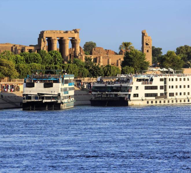 Nile cruise ship sailing between Luxor and Aswan