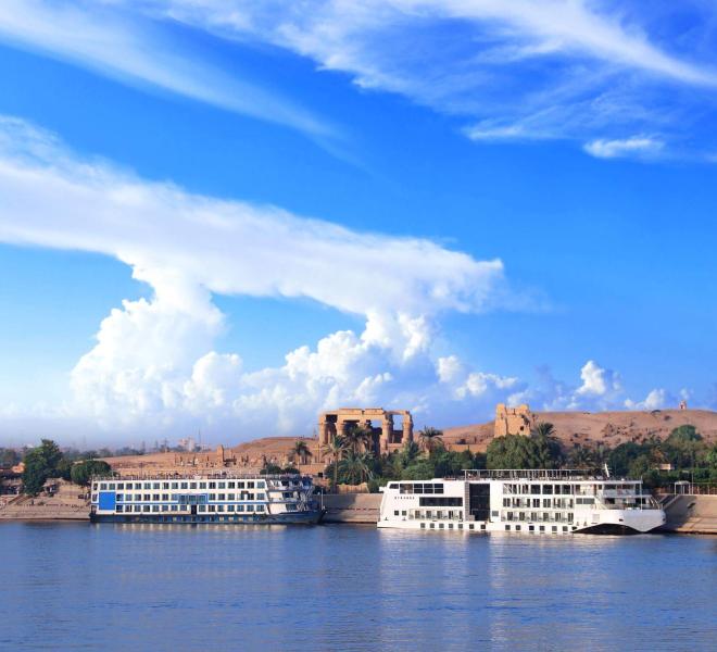 Nile cruise ship sailing between Luxor and Aswan