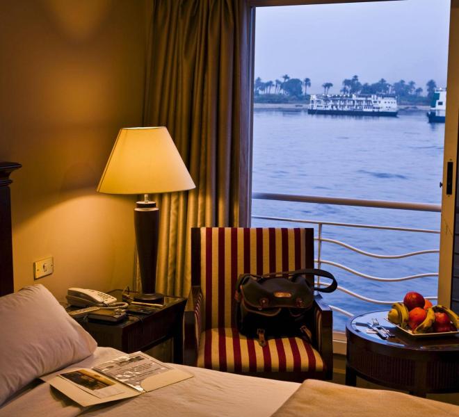 Nile cruise ship sailing between Luxor and Aswan