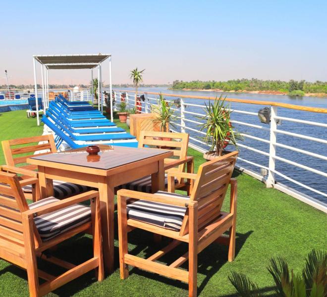 Nile cruise ship sailing between Luxor and Aswan