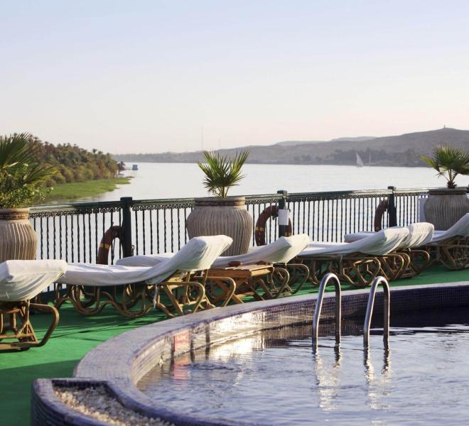 Nile cruise ship sailing between Luxor and Aswan